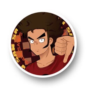 Thumbs Down Black Anime Character Sticker