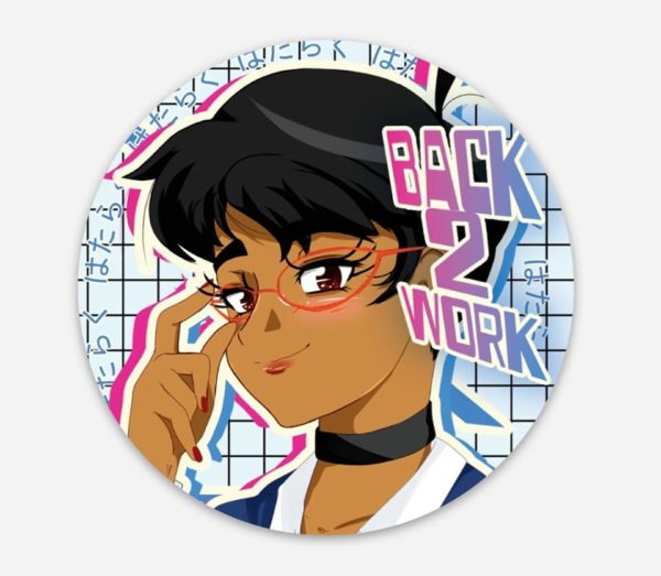 Back 2 Work Vinyl Sticker Black Anime